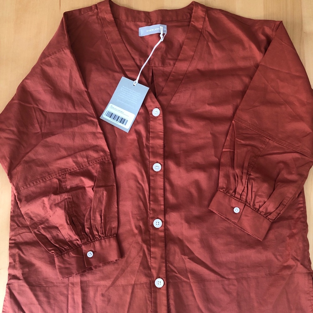 Everlane Silky Cotton Lantern Top, NWT, Size:6